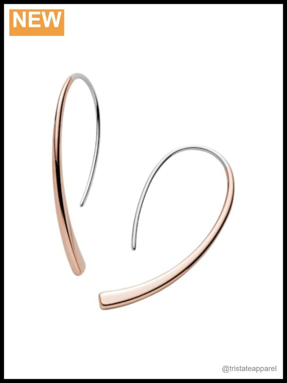 Minimalist Stainless Steel Drop Earrings Two-Tone Curved Organic French Wire